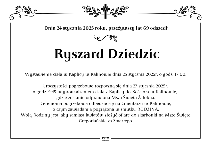 Ryszard Dziedzic - nekrolog